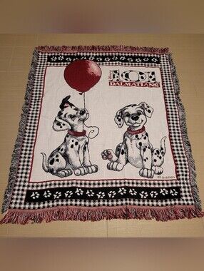 Beacon 101 Dalmatians  Throw Blanket in Red, White & Black Tapestry Vintage.